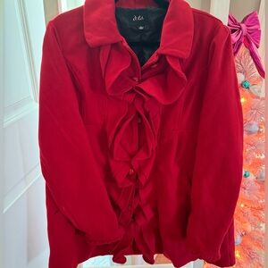 Red Ruffle Bow Coat